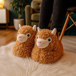 Alpaca Slippers - Sloffen - One Size 36-41- Lichtbruin