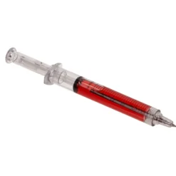 Balpen injectiespuit met rode vloeistof