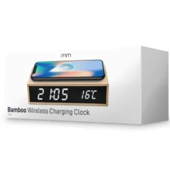 Bamboo Wireless Charger Clock - Alarmfunctie - Draadloze oplader