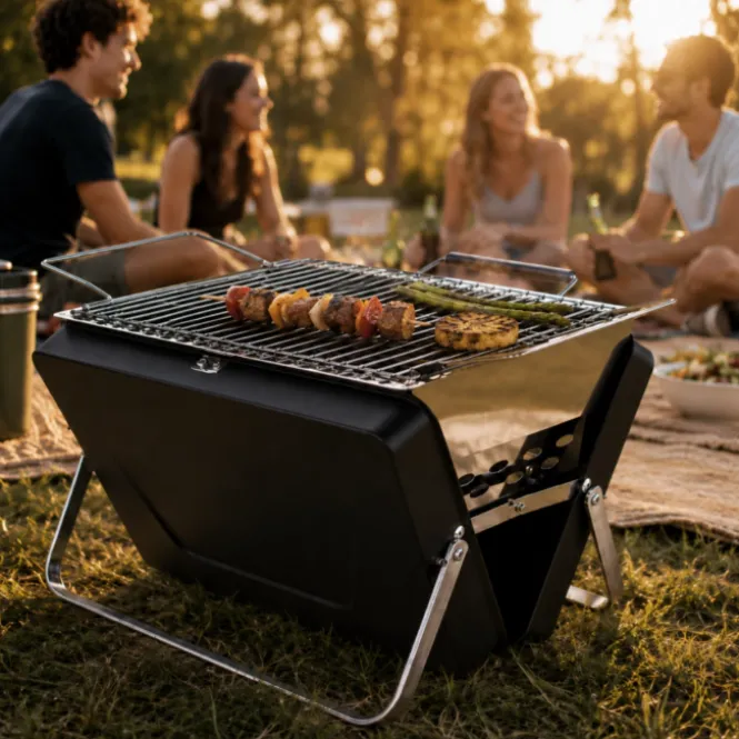BBQ Briefcase Grill - Koffer BBQ - Opvouwbaar - Incl. Rooster