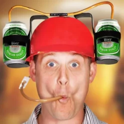Bier Helm Blauw, Geel of Rood - 2 blikjes - Handsfree Drinken
