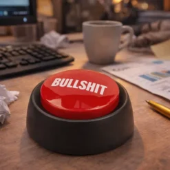 Bullshit Button - Grappige Geluidknop - 6 Geluiden - Compact 9 cm