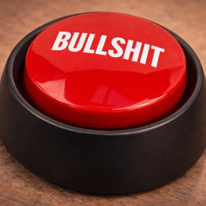 Bullshit Button - Grappige Geluidknop - 6 Geluiden - Compact 9 cm