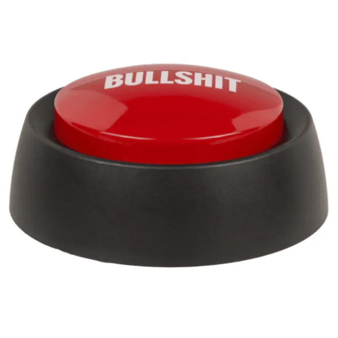 Bullshit Button - Grappige Geluidknop - 6 Geluiden - Compact 9 cm