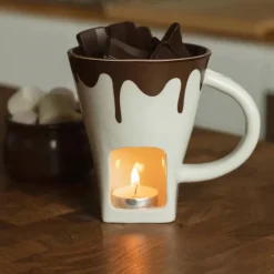 Chocolade Fondue Mok - Inclusief 2 Vorken & Kaars - 200 ml - Fondue mok - Unieke mok