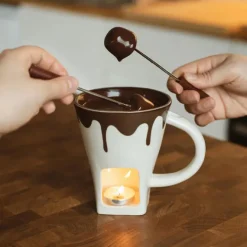 Chocolade Fondue Mok - Inclusief 2 Vorken & Kaars - 200 ml - Fondue mok - Unieke mok