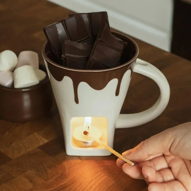 Chocolade Fondue Mok - Inclusief 2 Vorken & Kaars - 200 ml - Fondue mok - Unieke mok