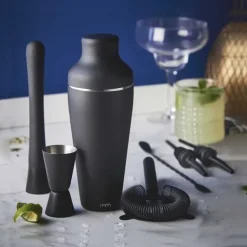 Cocktail Shaker Set - Mat Zwart - 8 Delige Set - 700ml