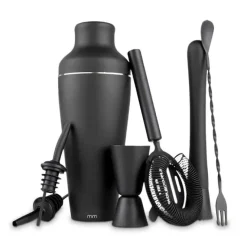 Cocktail Shaker Set - Mat Zwart - 8 Delige Set - 700ml