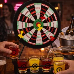 Dart Shots Drankspel - Magnetisch Dartbord met 4 Shotglaasjes