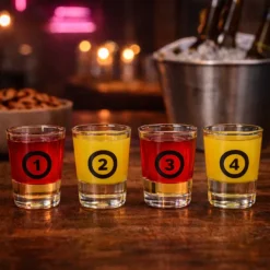 Dart Shots Drankspel - Magnetisch Dartbord met 4 Shotglaasjes