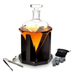 Diamond Decanter Set - 850ml - Whiskey Karaf - 14x14x24 cm