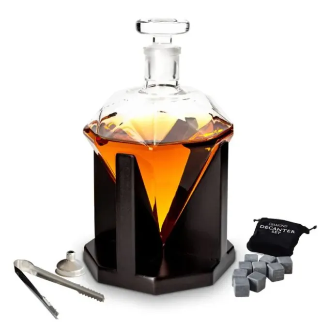 Diamond Decanter Set - 850ml - Whiskey Karaf - 14x14x24 cm