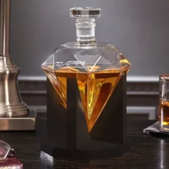 Diamond Decanter Set - 850ml - Whiskey Karaf - 14x14x24 cm