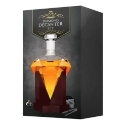 Diamond Decanter Set - 850ml - Whiskey Karaf - 14x14x24 cm