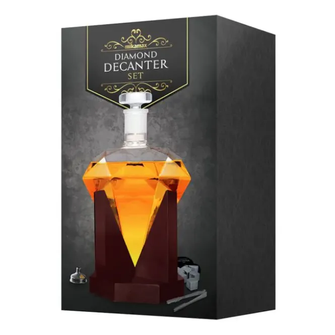 Diamond Decanter Set - 850ml - Whiskey Karaf - 14x14x24 cm