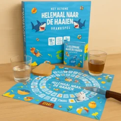 Drankspel Helemaal naar de Haaien - Hilarisch Bordspel voor Volwassenen