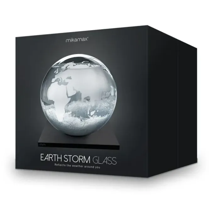 Earth Storm Glass Baroscoop - Incl. Zwarte Houten Voet Ø10cm