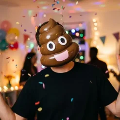 Emoji Poephoofd Masker - Plastic - Verkleedmasker