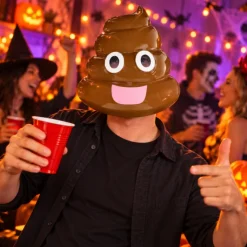 Emoji Poephoofd Masker - Plastic - Verkleedmasker