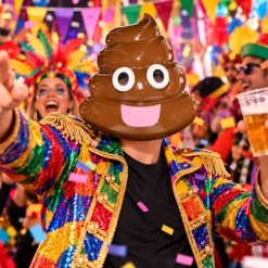 Emoji Poephoofd Masker - Plastic - Verkleedmasker