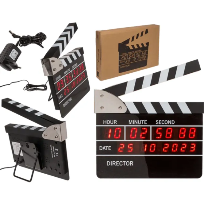 Filmklapper Wekker - 22x22 cm - Hollywood Design