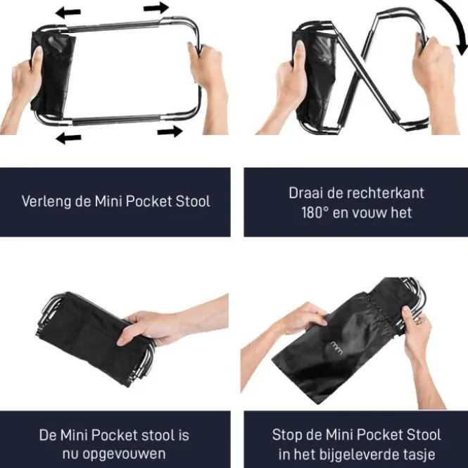 Foldable Pocket Stool - Mini Inklapbare Stoel - 25cm zitvlak