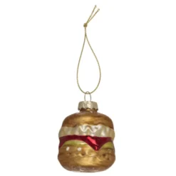 Glazen kerstballen fastfood set - Burger, Frietjes & Bierglas (3 stuks)