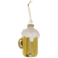Glazen kerstballen fastfood set - Burger, Frietjes & Bierglas (3 stuks)