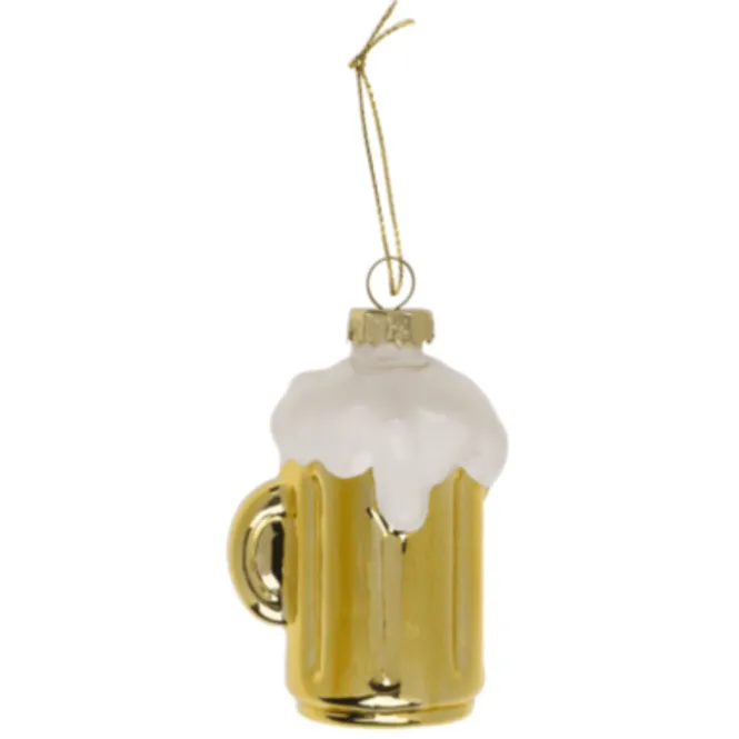 Glazen kerstballen fastfood set - Burger, Frietjes & Bierglas (3 stuks)