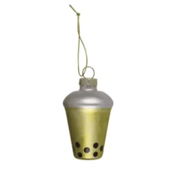 Glazen kerstballen set - Bubble Tea, Macaron, Wafel - 3 stuks