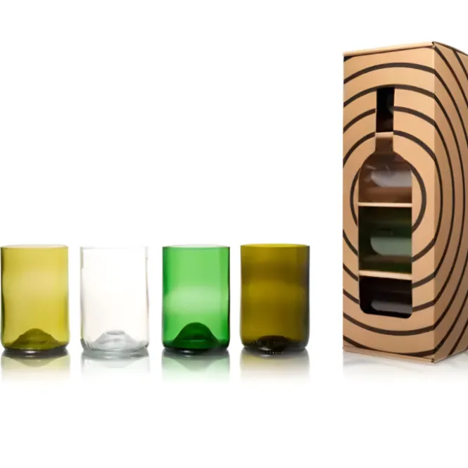 Glazen van Oude Wijnflessen - 4-Pack