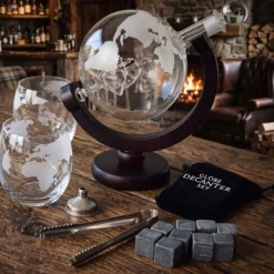 Globe Decanter Set - Incl. 2 Whiskey Glazen en Whiskey Stones