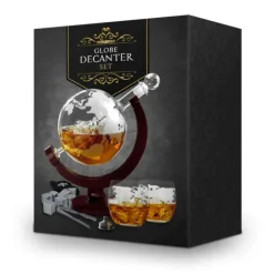 Globe Decanter Set - Incl. 2 Whiskey Glazen en Whiskey Stones