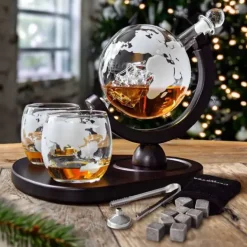 Globe Whiskey Decanter Deluxe - 0,9L - Glazen & Cooling Stones