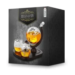 Globe Whiskey Decanter Deluxe - 0,9L - Glazen & Cooling Stones