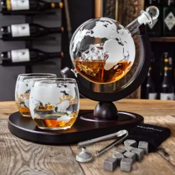Globe Whiskey Decanter Deluxe - 0,9L - Glazen & Cooling Stones
