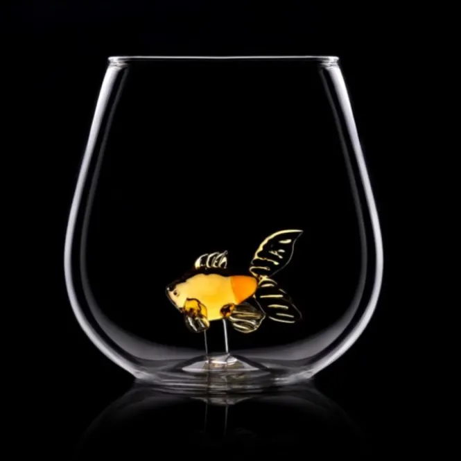 Goldfish In A Glass - 550ml - Premium Drinkglas met 3D Goudvis