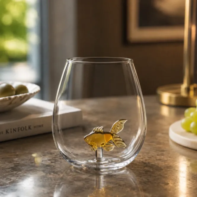 Goldfish In A Glass - 550ml - Premium Drinkglas met 3D Goudvis