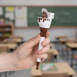 Grappige pen met toilet en drol - 18,5 cm