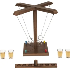 Houten Ring Toss Drinking Game - 32,5 cm - 4 Shotglaasjes