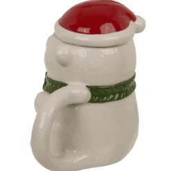 IJsbeer Mok - Kerstmuts Deksel - 380 ml - Keramiek