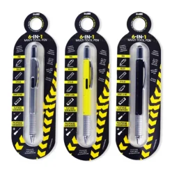 6-in-1 Multitool Pen Geel, Zilver of Zwart - Gereedschapspen