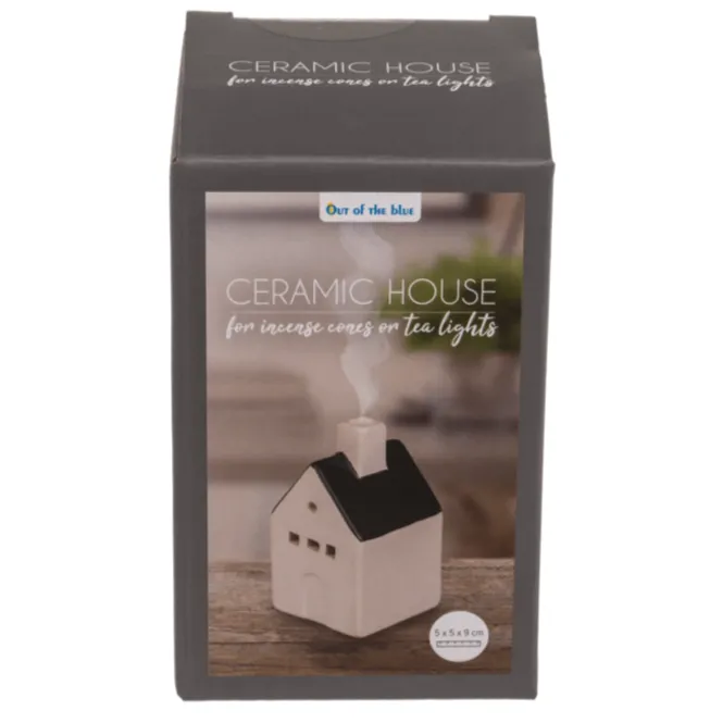 Keramieken huisje voor theelichtjes/wierookkegels