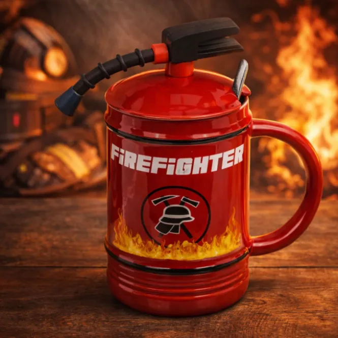 Keramische Brandweermok - 450ml - Inclusief Deksel en Lepel