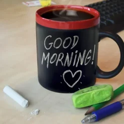 Krijtmok - Beschrijfbare Koffiebeker - 373ml - Zwart