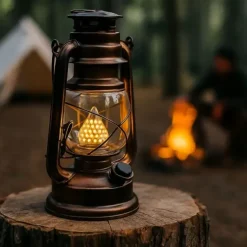 LED Stormlantaarn 15x25 cm - Traploze Helderheid - Metaal