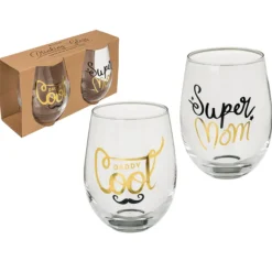 Leuke glazen 'Super mom' & 'Daddy cool'