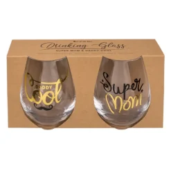 Leuke glazen 'Super mom' & 'Daddy cool'