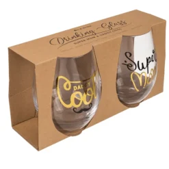 Leuke glazen 'Super mom' & 'Daddy cool'